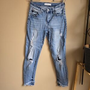 Kancan Mid-Rise Distressed Ankle Skinny Jeans - Size 7/27